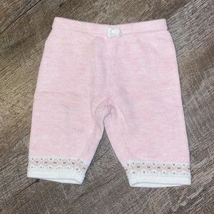Janie and Jack Layette Knit Pink With Geometric Design Hems Pants size 0-3 month